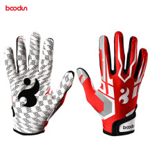 (a-Red M) BOODUN Men Women Rugby Gloves Full Finger Breathable Anti-slip Silicone Baseball American Football Gloves Outdoor Hiking Gloves