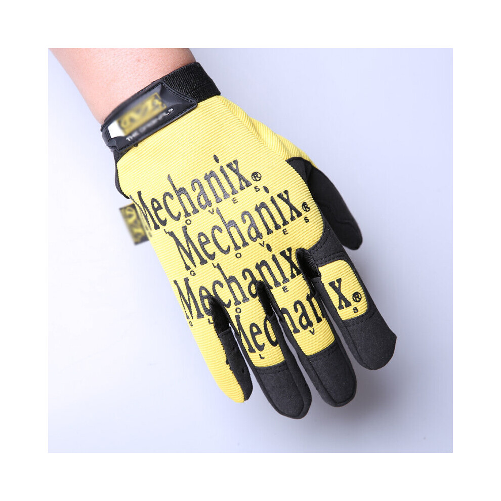 (A- M) Fashion Full Finger Tactical Mechanic Motorcycle Gloves Non-Slip Military Outdoor Hiking Riding Sports Working Mittens Gloves Yellow 4856685902162