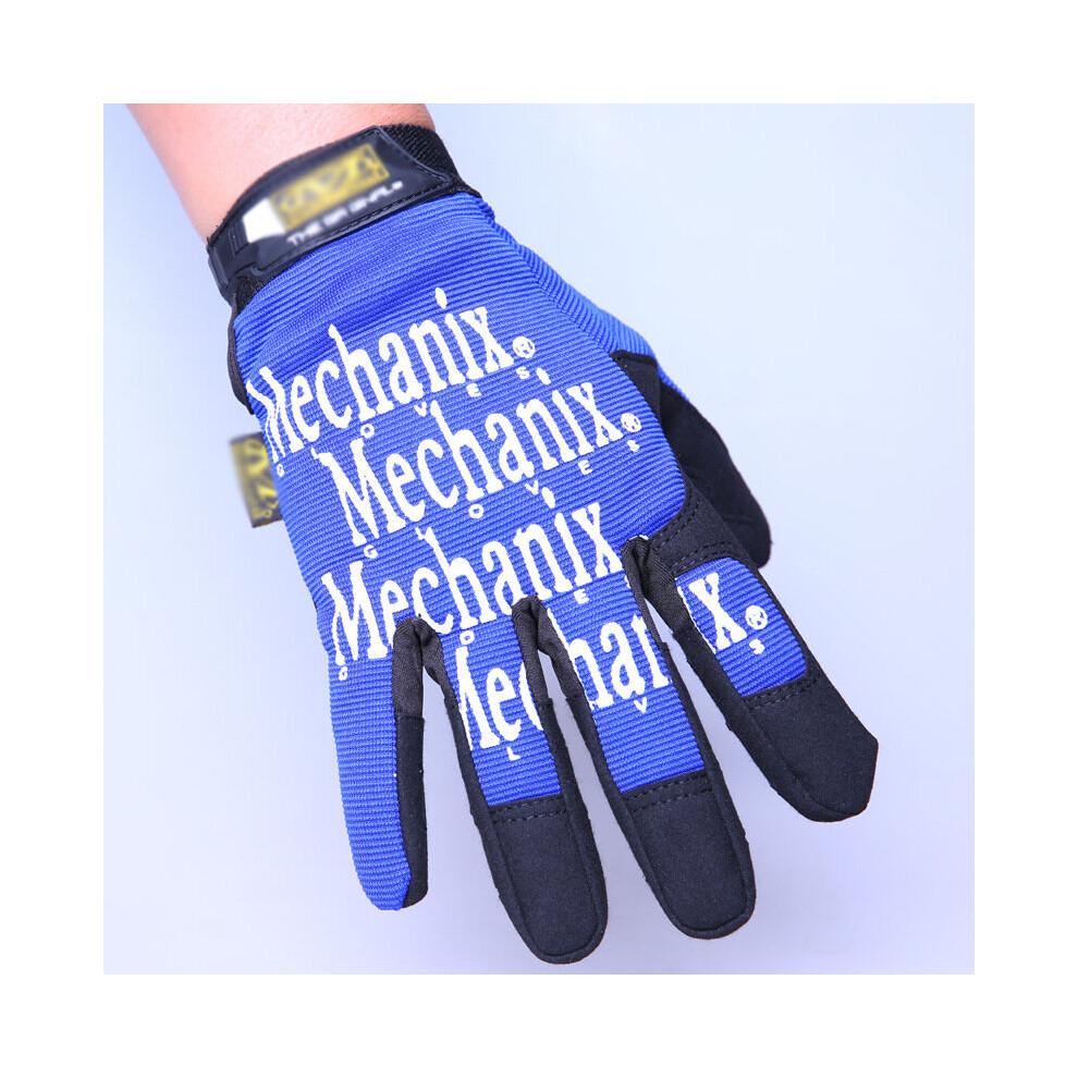 (A- M) Fashion Full Finger Tactical Mechanic Motorcycle Gloves Non-Slip Military Outdoor Hiking Riding Sports Working Mittens Gloves Blue 4856685902018