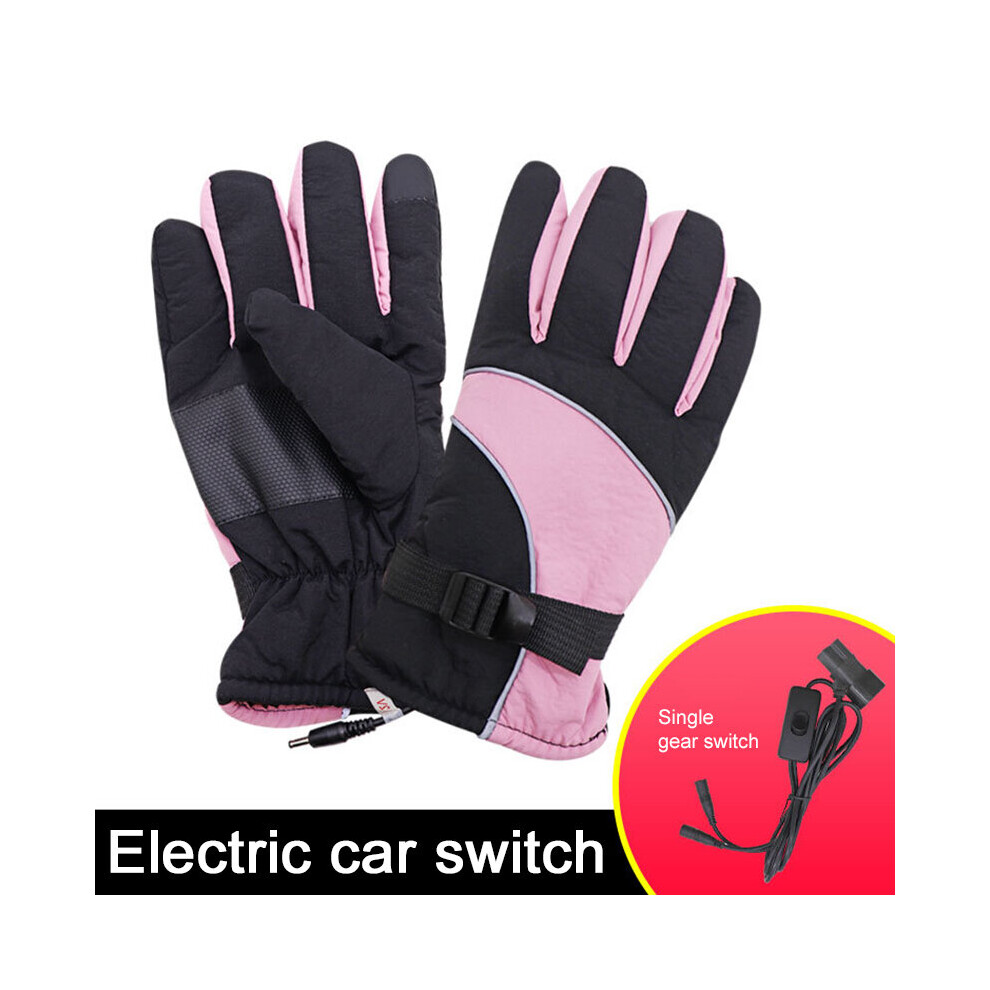(A- 60V) New Winter Charging Heating Gloves Women Men Touch Screen Finger Gloves Windproof Electric Heating Thermal Motorcycle Mittens Pink 4856685948467