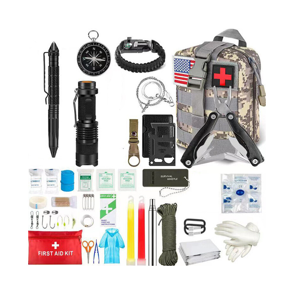 Dechoicelife (A-Cp Color) Outdoor Survival Equipment Camping Wilderness Adventure Hunting Trauma First Aid Kit Multi Functional Tactical Backpack Compass