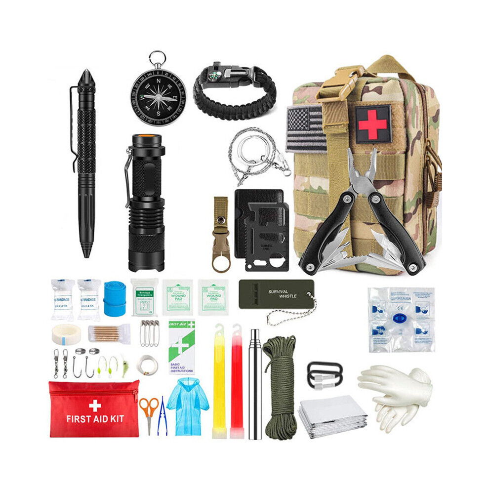 Dechoicelife (A-Acu Color) Outdoor Survival Equipment Camping Wilderness Adventure Hunting Trauma First Aid Kit Multi Functional Tactical Backpack Compass