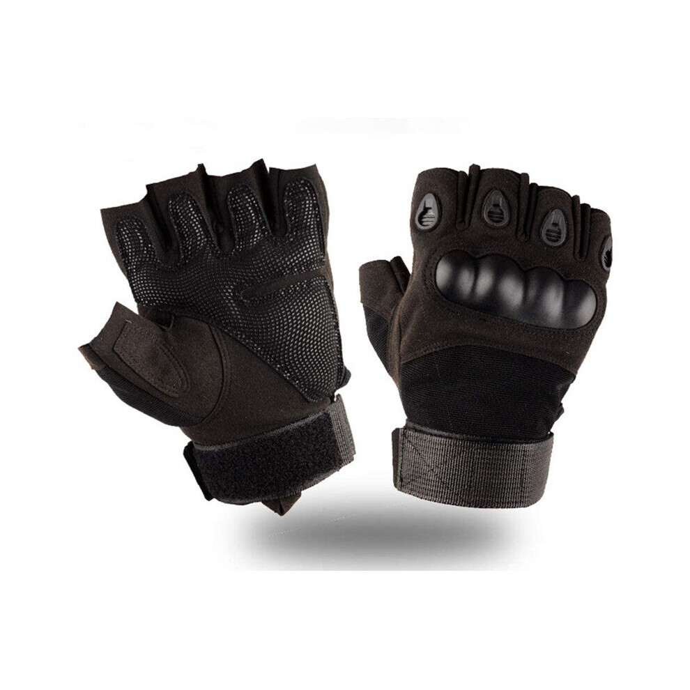 (A- M) Outdoor Tactical Fingerless Gloves Army Gloves Shooting Gloves For Motorbike Motorcycle Cycling Climbing Hiking Hunting Gloves Black 4856685970567