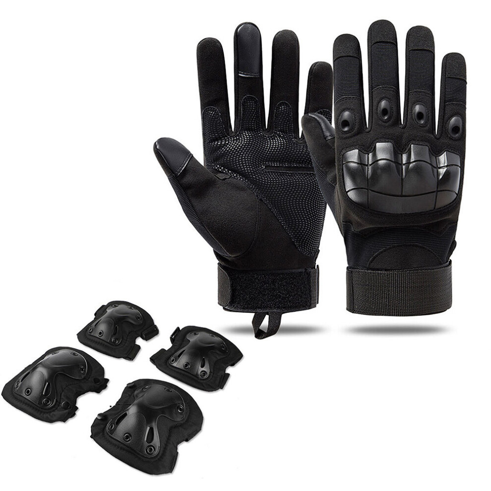 (A-Set A L) Military Tactical Gloves With Tactical Knee Pads Full Finger Soft Shell Protection Goalkeeper Gloves Outdoor Climbing Gloves 4856685923150