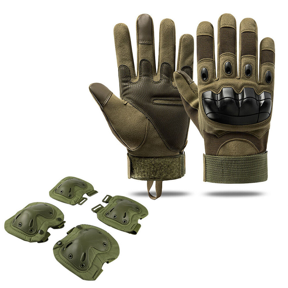 (A-Set B Xl) Military Tactical Gloves With Tactical Knee Pads Full Finger Soft Shell Protection Goalkeeper Gloves Outdoor Climbing Gloves 4856685923204