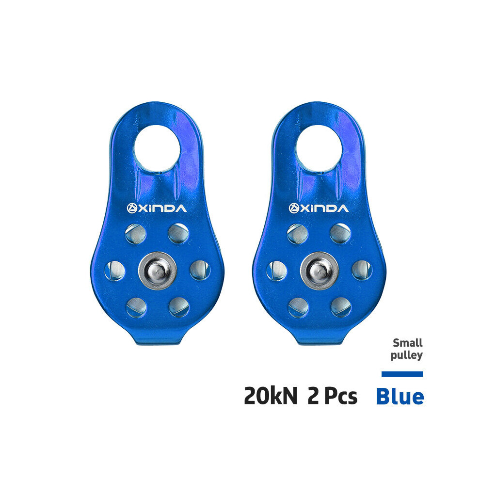 (A-Blue 2Pcs) Xinda Rock Climbing Pulley Fixed Sideplate Single Sheave Pulley Outdoor Survival Tool High Altitud Traverse Hauling Gear 4857402648653
