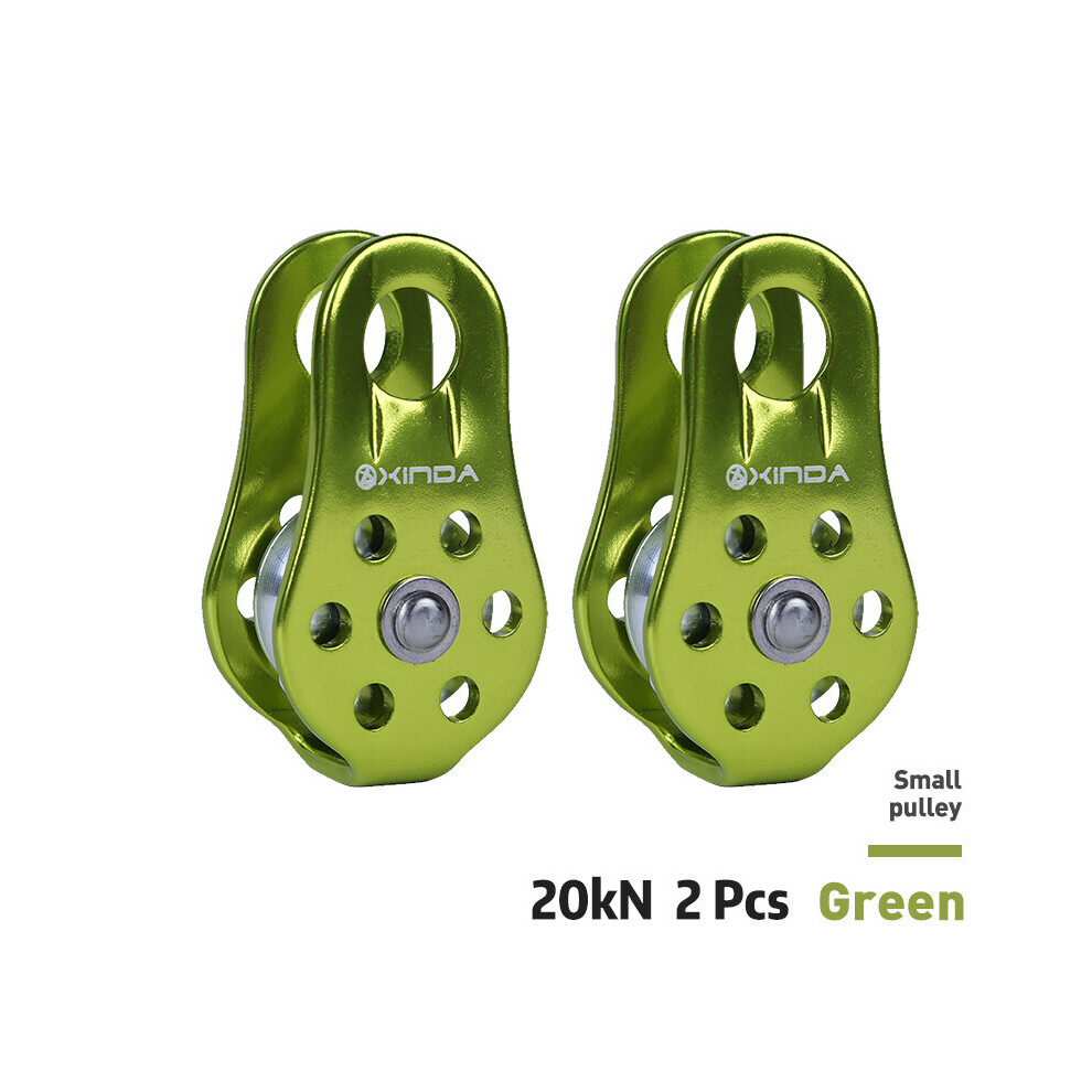 (A-Green 2Pcs) Xinda Rock Climbing Pulley Fixed Sideplate Single Sheave Pulley Outdoor Survival Tool High Altitud Traverse Hauling Gear 4857402648684