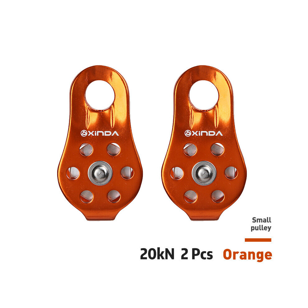 (A-Orange 2Pcs) Xinda Rock Climbing Pulley Fixed Sideplate Single Sheave Pulley Outdoor Survival Tool High Altitud Traverse Hauling Gear 4857402648714