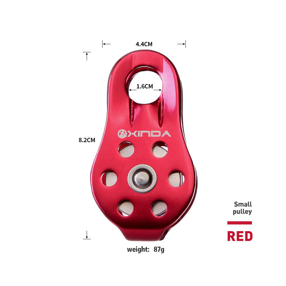 (A-Red) Xinda Rock Climbing Pulley Fixed Sideplate Single Sheave Pulley Outdoor Survival Tool High Altitud Traverse Hauling Gear 4857402648769
