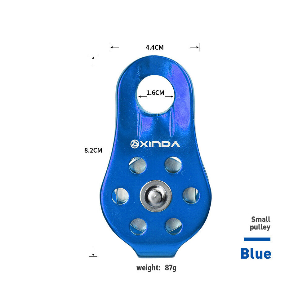 (A-Blue) Xinda Rock Climbing Pulley Fixed Sideplate Single Sheave Pulley Outdoor Survival Tool High Altitud Traverse Hauling Gear 4857402648639