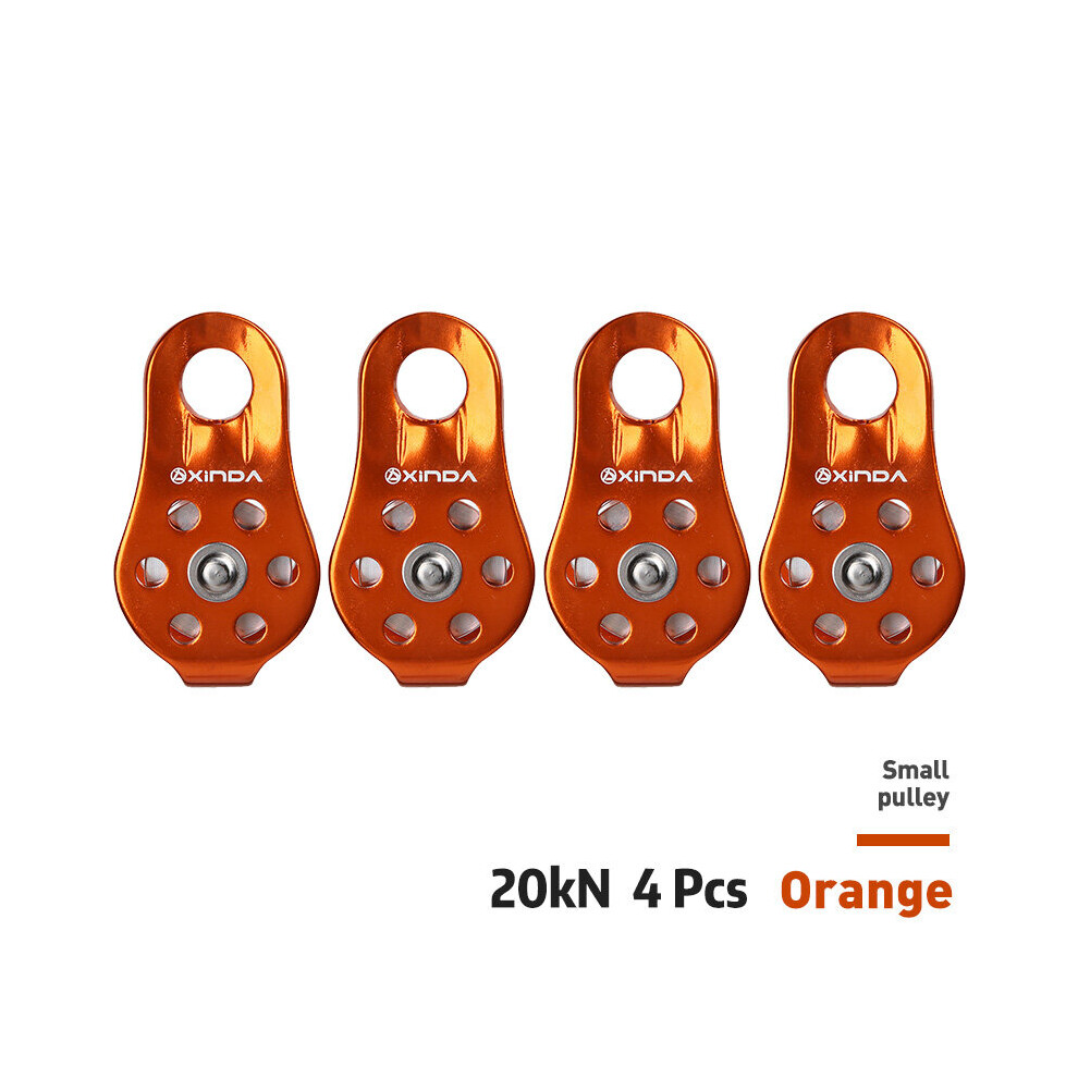 (A-Orange 4Pcs) Xinda Rock Climbing Pulley Fixed Sideplate Single Sheave Pulley Outdoor Survival Tool High Altitud Traverse Hauling Gear 4857402648721