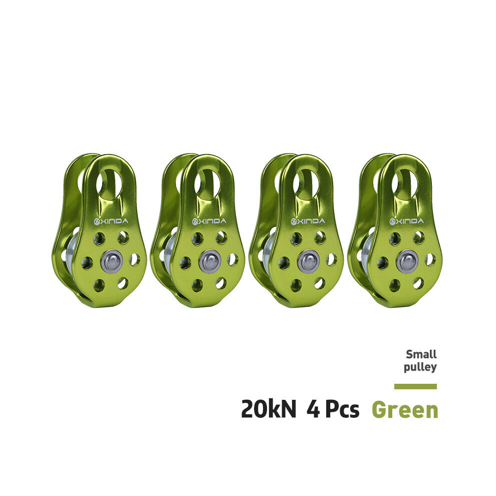 (A-Green 4Pcs) Xinda Rock Climbing Pulley Fixed Sideplate Single Sheave Pulley Outdoor Survival Tool High Altitud Traverse Hauling Gear 4857402648691