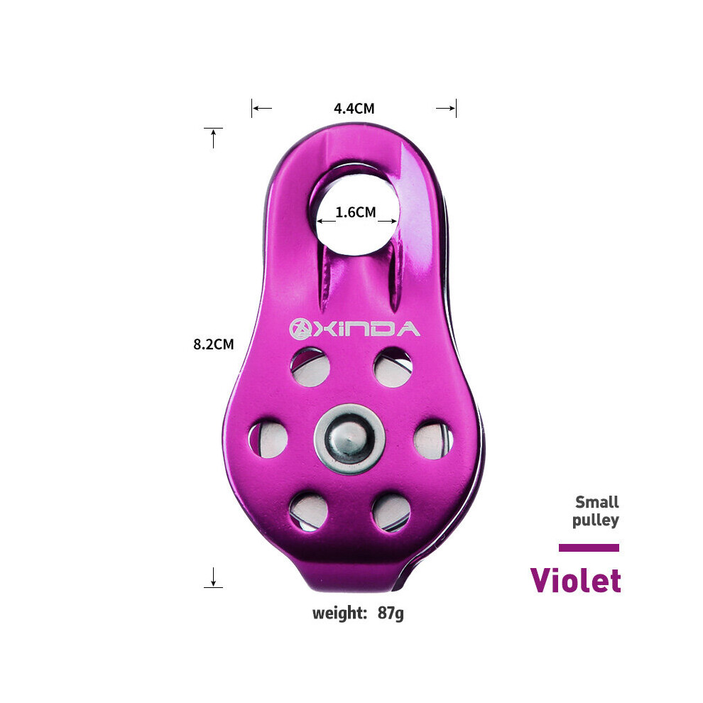 (A-Purple) Xinda Rock Climbing Pulley Fixed Sideplate Single Sheave Pulley Outdoor Survival Tool High Altitud Traverse Hauling Gear 4857402648738