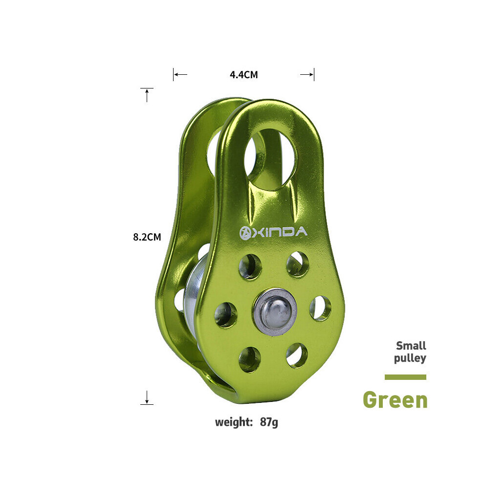 (A-Green) Xinda Rock Climbing Pulley Fixed Sideplate Single Sheave Pulley Outdoor Survival Tool High Altitud Traverse Hauling Gear 4857402648677