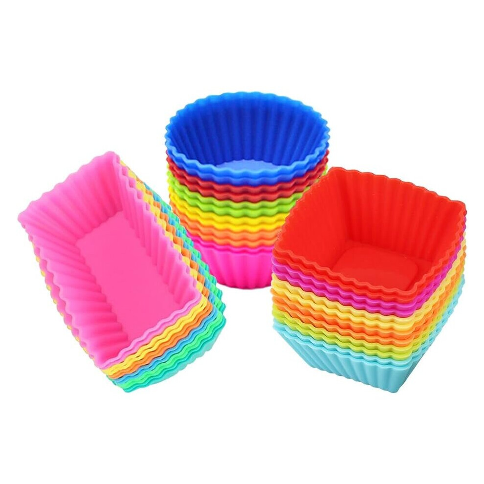 Silicone Cupcake Muffin Baking Cups Liners 15 Pack Reusable Non-Stick Cake Molds Sets