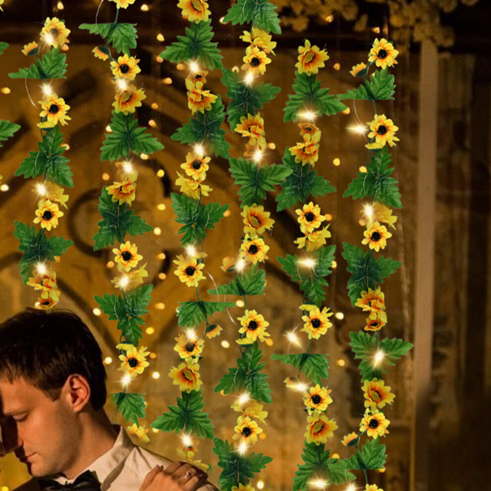 Olymdo Led Solar Powered Sunflower Fairy String Lights Garden Outdoor Wall Fence Lamp