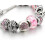 Pink heart-shaped silver-plated charm bracelet 2