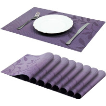 Set of 8 Washable PVC Heat Resistant Non-Slip Placemats for Dining Table Purple 45¡Á30 cm