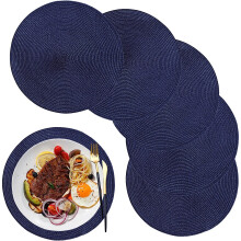 Place Mat Set of 6,12.6 inch,Round Place Mat Washable Polypropylene Plastic Place Mats for Kitchen, Dining, Parties, Weddings
