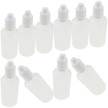 30ml Empty Plastic Eye Dripper Liquid Water Squeezable Dropper Bottle with White Cap Pack of 10
