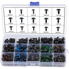 Plastic Safety Eyes, 6-12mm Toy Eyes with Washers for Doll Making Teddy Animal Crafts, 264 Pieces