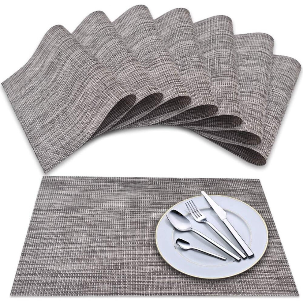 Table Mats (Set of 8), Woven Vinyl Twill Table Mats, Washable Non-Slip Insulated Table Mat Set-image-OPC-PBW5GTN-NEW