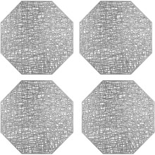 4 pieces Placemat, Hollow Placemat, Non-slip Placemat PVC Protection Mat to Coaster in Mats, for Christmas Wedding decoration