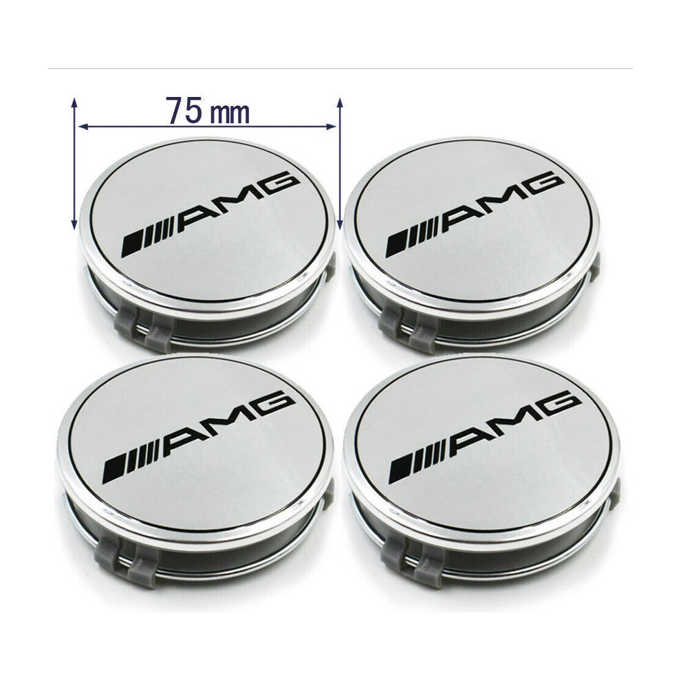 Newjass 4X 75Mm A.m.g Performance Wheel Center Cap Silver Hub Caps Hub Cover