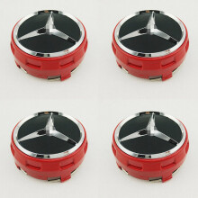4-Pack 75mm Mercedes-Benz Wheel Center Hub Caps AMG Red - Aluminum Alloy + ABS, Wearproof, Fits Most 1991+ Models