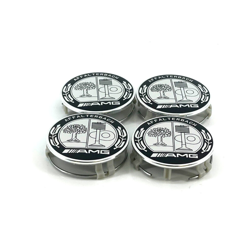 Newjass 4Pcs Wheel Center Caps Amg Emblem 75Mm Mercedes Benz Wreath Rim Oem