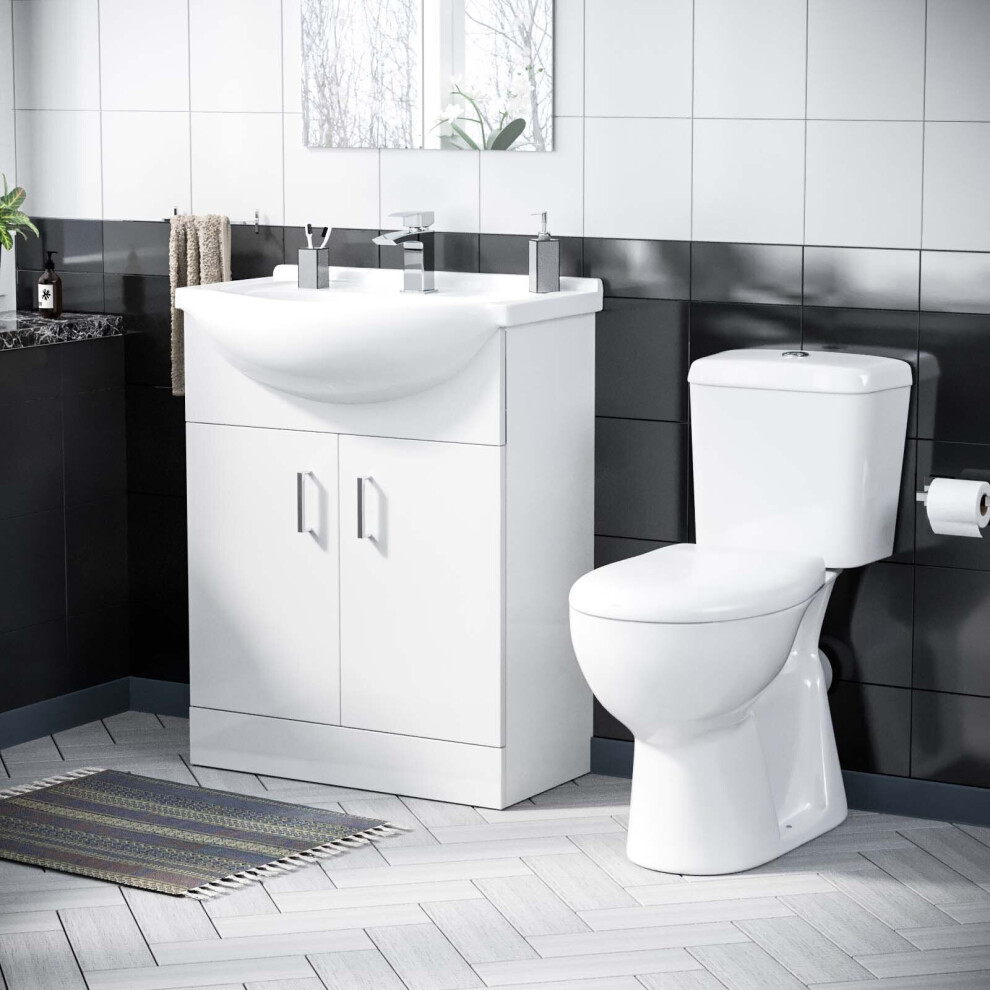 650 mm Basin Vanity Sink Unit & Back To Wall Toilet Suite | Memphis