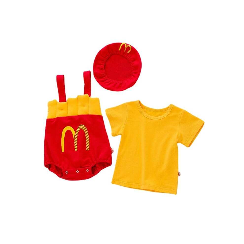 (Shirt, Kids80cm/31.50in) Mcdonald Fries French Overalls Suspenders Baby Crawl Suit Summer Flimsy Style