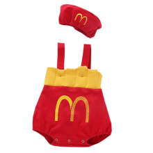 (No Shirt, Kids100cm/39.37in) Mcdonald Fries French Overalls Suspenders Baby Crawl Suit Summer Flimsy Style