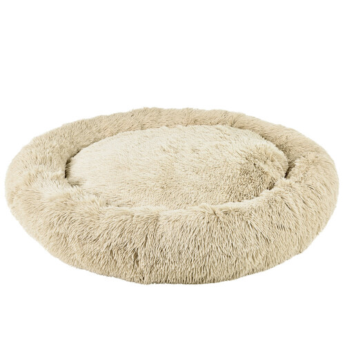 Bunty (X-Large, Cream) Plush Donut Dog Bed Anti Anxiety Calming Pet Bed