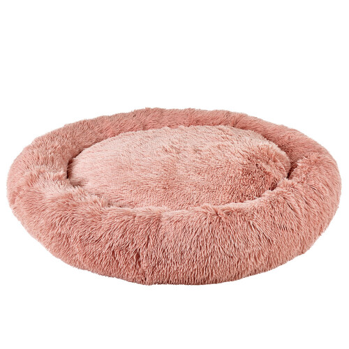 Bunty (X-Large, Pink) Plush Donut Dog Bed Anti Anxiety Calming Pet Bed