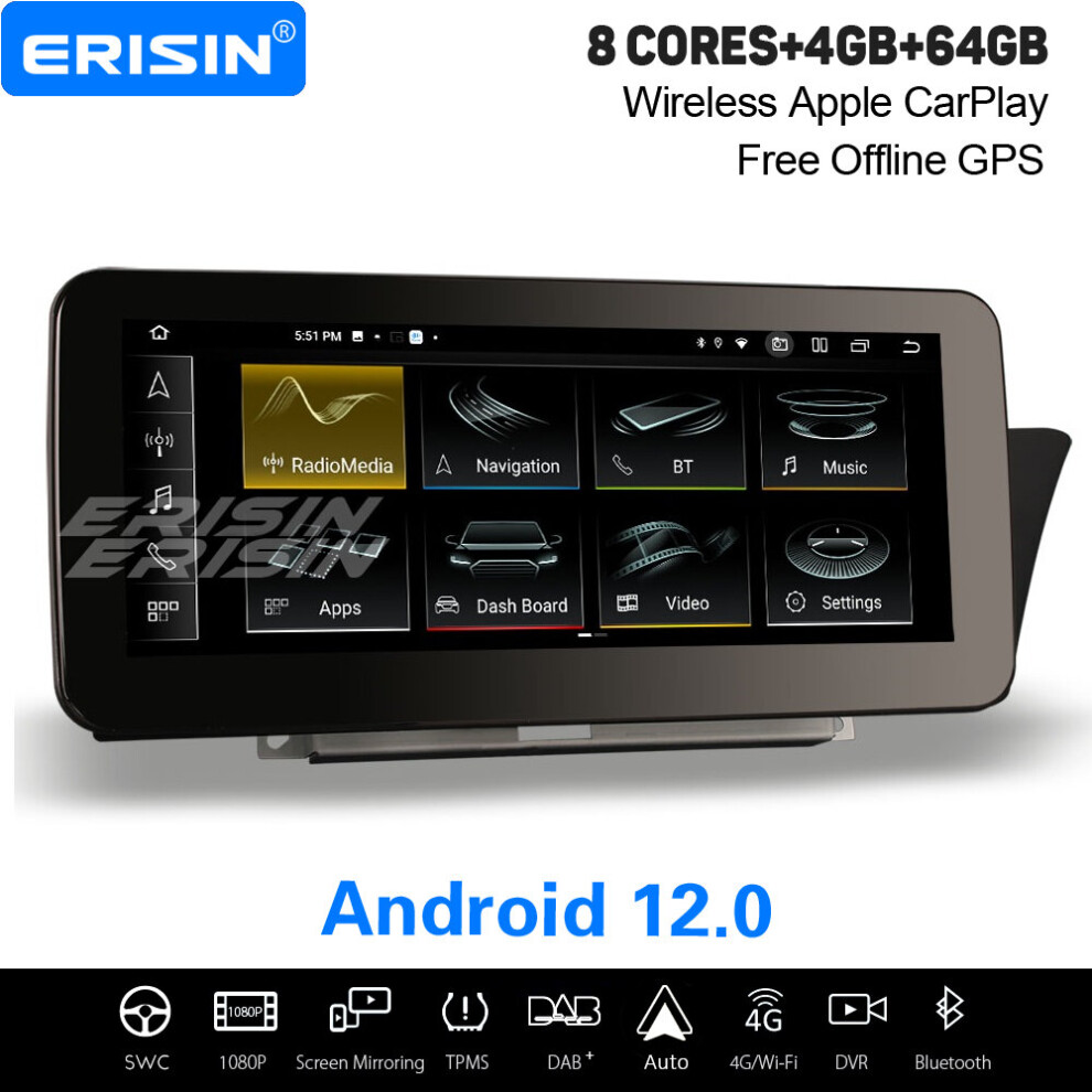 10.25" Ips 8-Core Android 12 Car Stereo For For Audi A4/A5 (High Configuration) Dab+ Satnav Carplay Wifi 4Gb+64Gb 737655236408