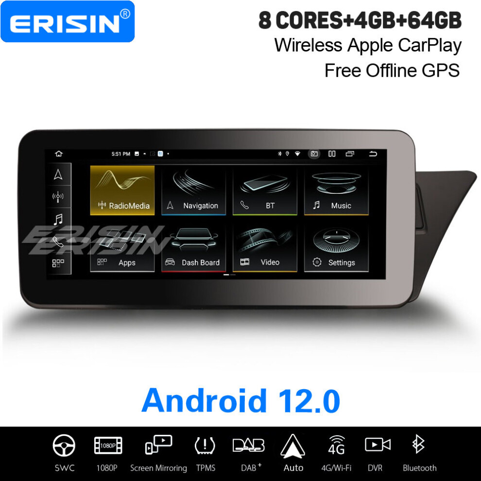 10.25" IPS 8-Core Android 12 Car Stereo For For Audi A4/A5/B8/S4/S5 DAB+ Satnav CarPlay WiFi 4GB+64GB