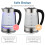 Electric Kettle Glass Blue LED Illuminated Jug Auto Shut Off Protection 2L 2000W 9