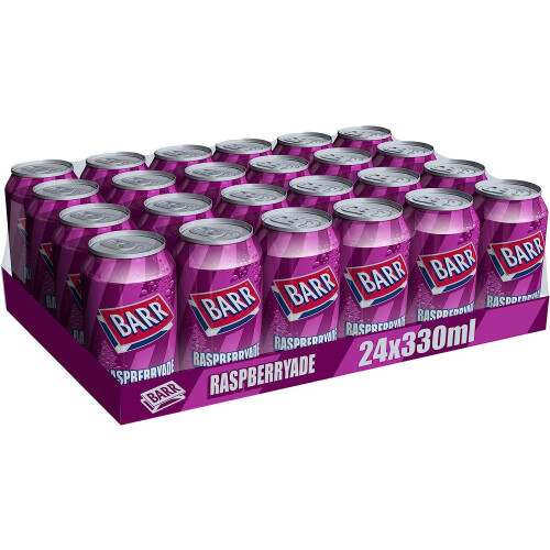 Barr BARR since 1875, Raspberry, 24 pack Fizzy Drink Cans, Low Sugar, 24 x 330 ml 2