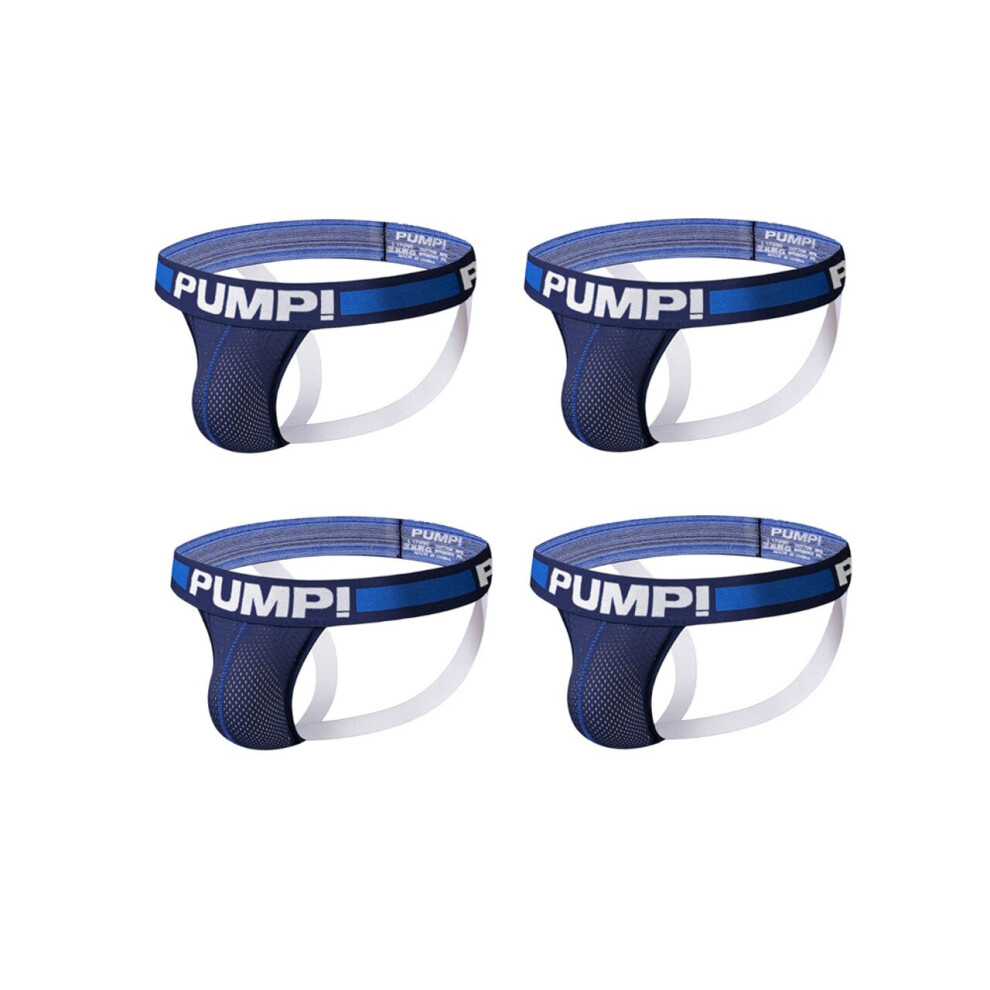 (Blue, M) Pack of 4 Men's Jockstrap
