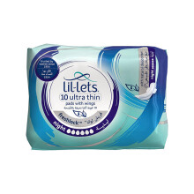 Lil Lets Freshlock Ultra Thin Night Pads with Wings 10's | Extra Security - Super Soft Cotton Feel -Leak Proof Protection - With Natural Deodoriser