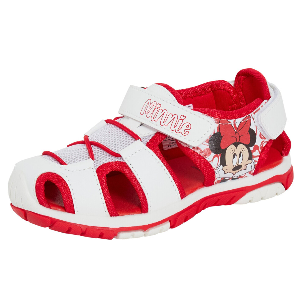 (9 UK Child) Minnie Mouse Sandals Kids Disney Closed Toe Sports Sandals Walking Summer Shoes