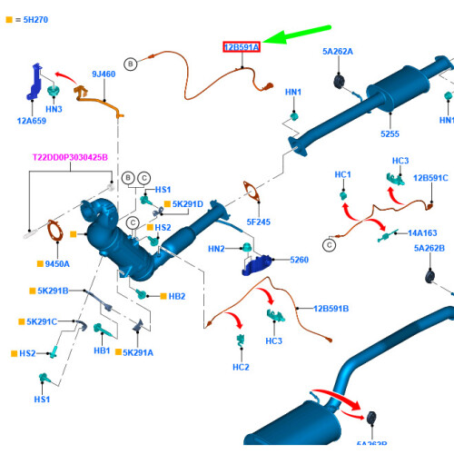 FORD RANGER T6 MK1 Exhaust Gas Temperature Sensor 2135318 NEW GENUINE