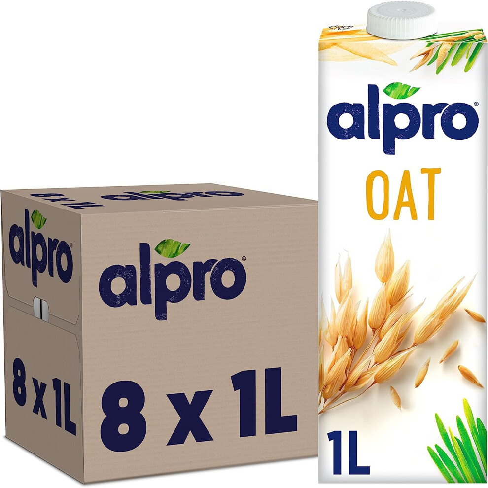 Alpro Oat Plant-Based Long Life Drink, Vegan & Dairy Free, 1L (Pack of 8)