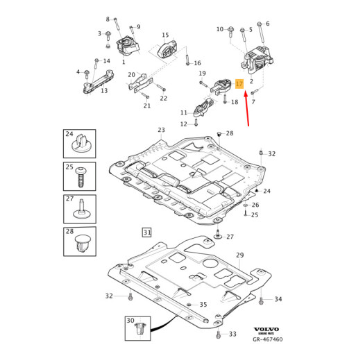 VOLVO XC40 Right Side Engine Mounting Pad 32255273 NEW GENUINE on 