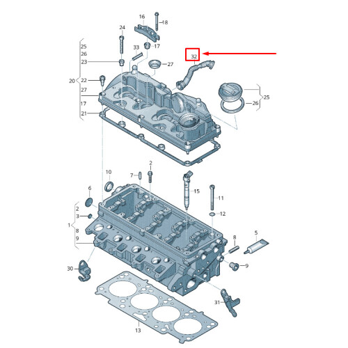 VW AMAROK 2H Engine Valve Cover Breather Line 03L103493H NEW GENUINE on