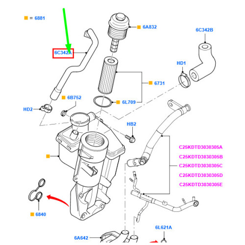 FORD KUGA MK1 C394 Crankcase Ventilation Tube 1503111 7N5N-6N664-AA NEW ...