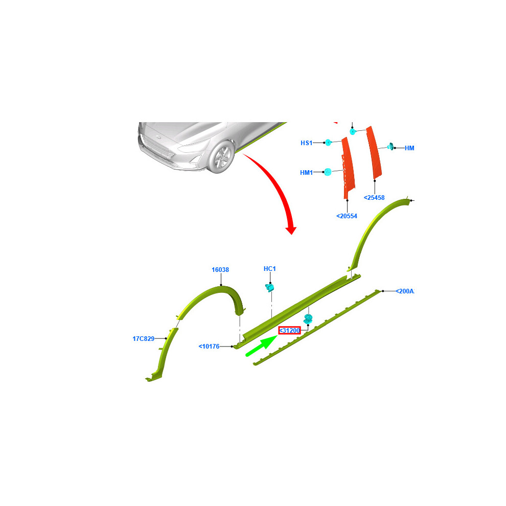 FORD FOCUS MK4 C519 Body Side Trim Retainer 2397663 JX7B-286A14-AB  