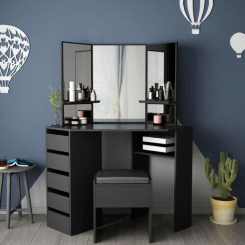 Corner dressing table online with stool