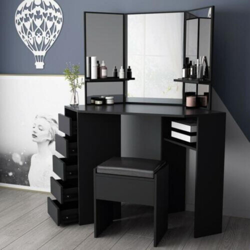 (Black) Hampton&Stewart Luxury Corner Dressing Table 1